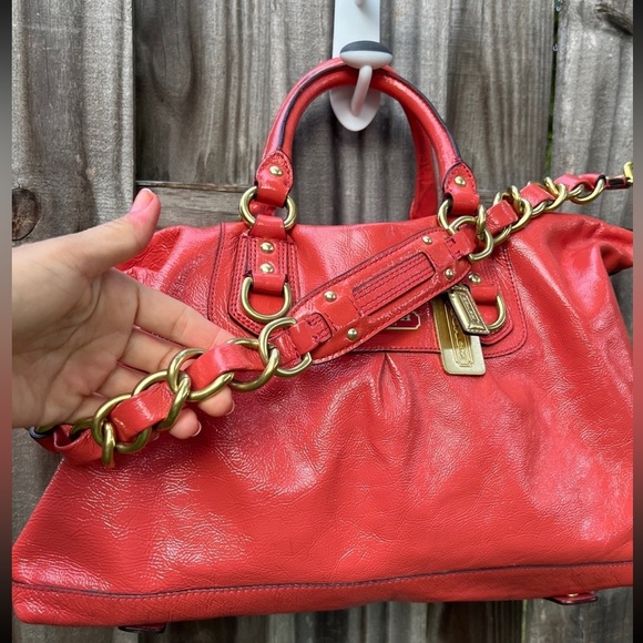 Ltd Ed Large Coach Sabrina Satchel in Coral - Picture 8 of 16